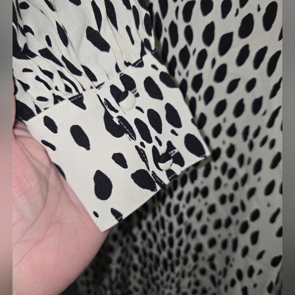 Reformation Alessi Midi Dress in Cheetah Print 4 Black White Long Sleeve - Picture 10 of 11
